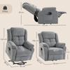 Stand Up Chair With Massage Function And Lumbar Heating Recliner Chair With Remote Controls And Side Pockets Light Gray
