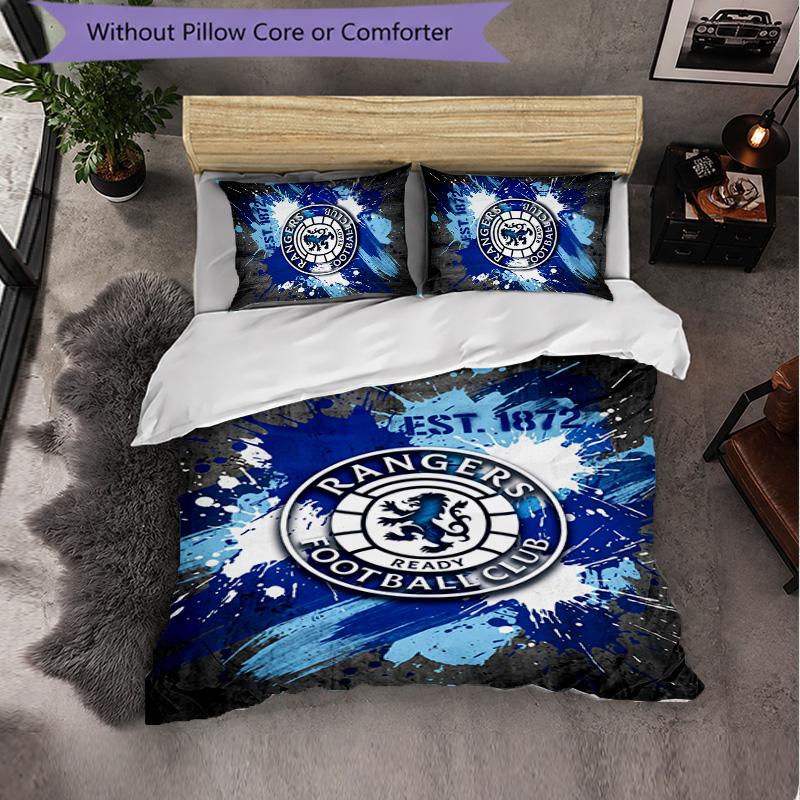 Biancheria da letto a tema Rangers FC Set 3 Pezzi Copripiumino Biancheria da letto Decorativa Per Stanza Adolescenti Decorazione Casa