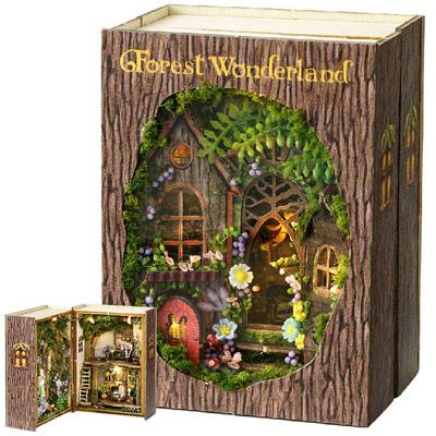 Moin moin Zestaw do samodzielnego składania miniaturowego domku dla lalek Miasto Sklep Retro Ulica Miasta Otwiera się z Drzewem Dżungli Cudownej Krainy Dom na Drzewie Las Ulica Kwiatowa Paryż Europa