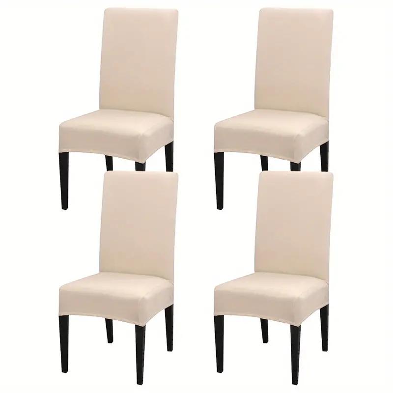 4PCS/6PCS Four Seasons Solid Color Elastic Chair Covers for Home, Hotel, and Restaurant