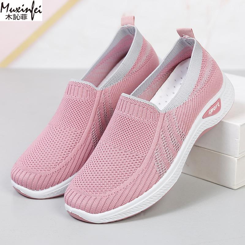 Sommer Stoffschuhe für Damen Ein Fuß Mesh Atmungsaktiv Flacher Boden für Damen Lässige Einzelne Schuhe für Damen Günstige Schuhe Ausverkauf