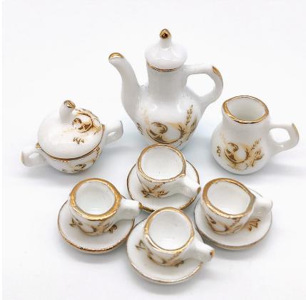 

Miniature ceramic 1/12 scale children s tea set for pretend play. One Size