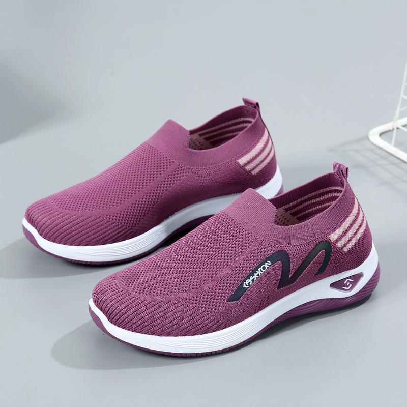 Flyknit Women s Slip-on Casual Shoes with Breathable Massage Sole for Walking and Sports. 38