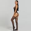 Open Crotch Sheer Bodysuit Fishnet Stockings Sexy Lingerie Suit Transparent Lace Pajamas Mesh Clothing Thigh High See Through
