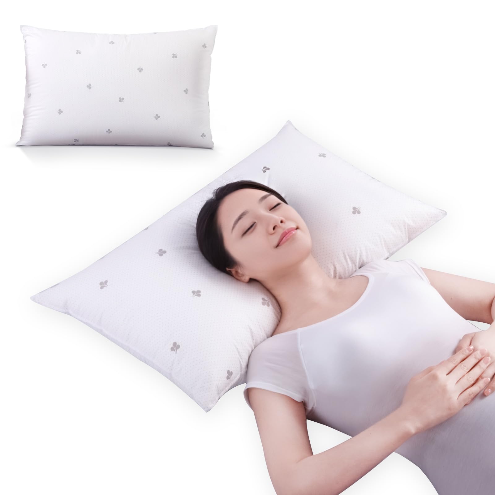 

afontane Pillow, Luxury Hotel-Quality, High Resilience, Soft and Fluffy, No Washing Required, 3D Structure, High Elasticity, Pearl Fiber Pillow Core,