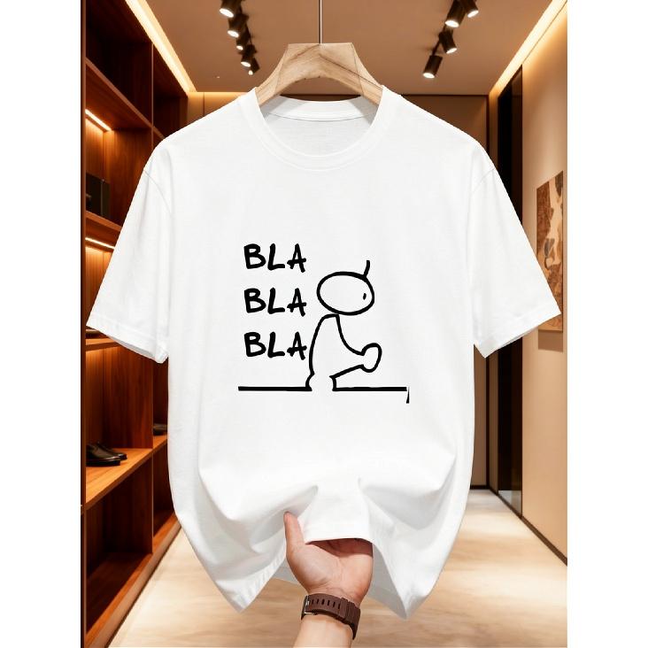 New High-Quality Men'S T-Shirt - 100% Pure, Comfortable And Breathable Bla Bla Bla Man European And American Trend Men'S Wear, Fashionable Casual