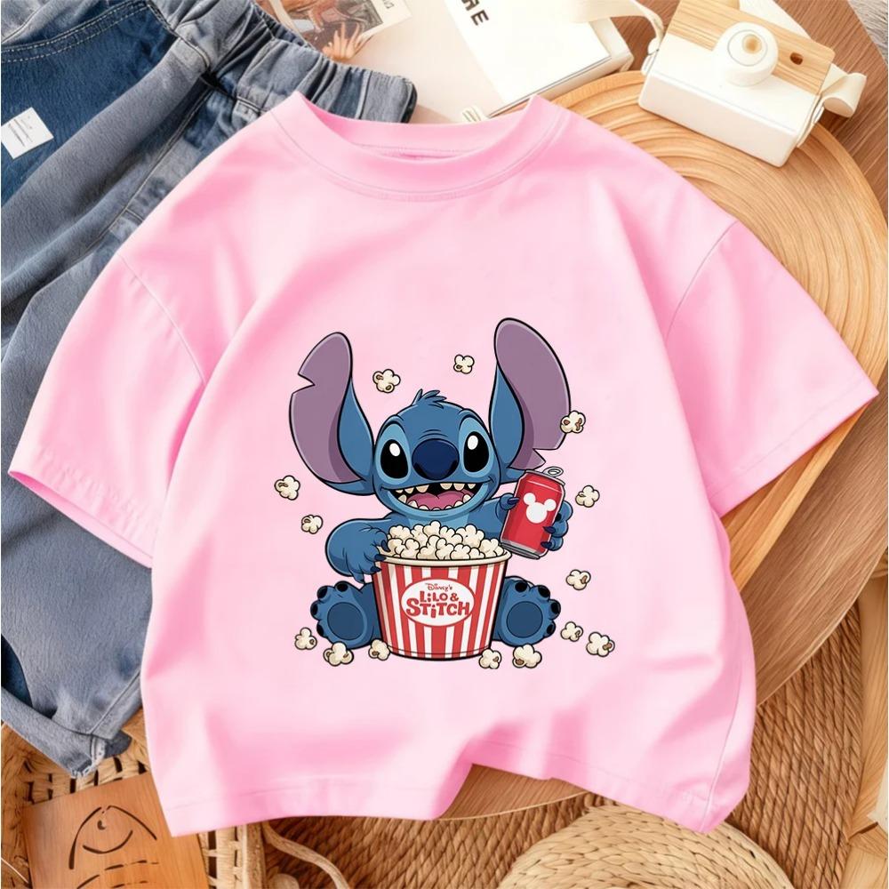 Popular Cartoon Children Tee Stitch Street Fashion For Boys Girls Summer Lightweight Casual Wear 3-14Y