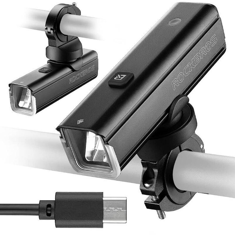 1000 lm front bike light with USB-C - USB-A cable - black