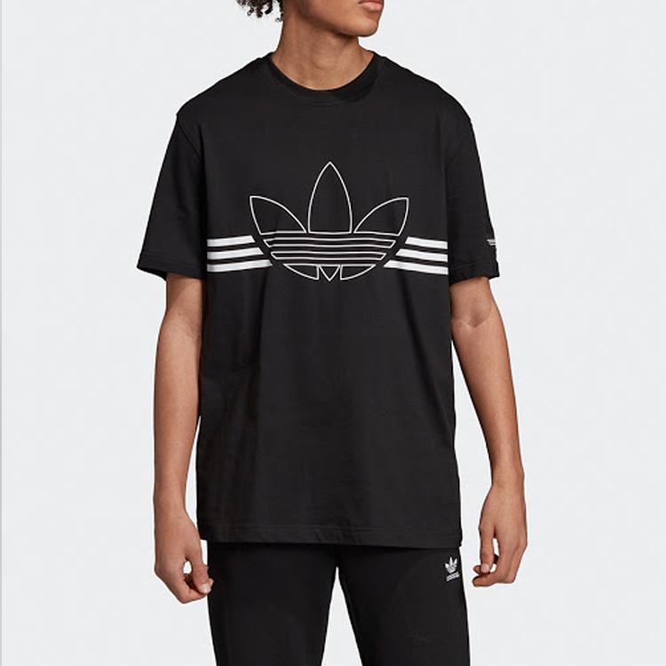 Adidas Originals Trefoil Outline Logo Short Sleeve T-Shirt Men Tops Black ED4698