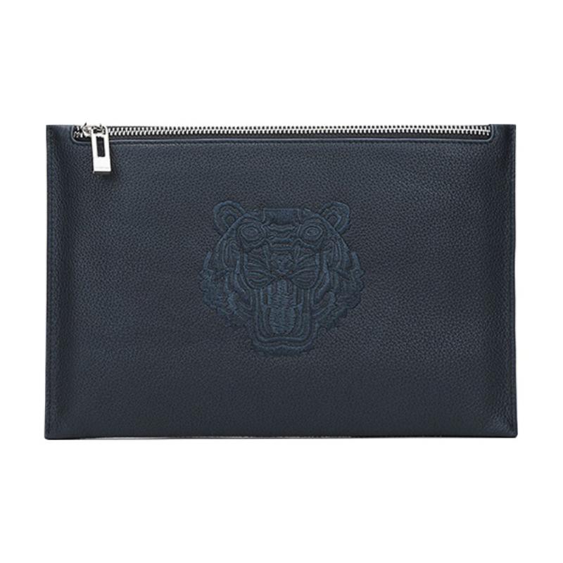 ELLE HOMME Genuine Leather Clutch, Envelope Bag, Cell Phone Pouch, Clutch Regular Men's Black EB868710202