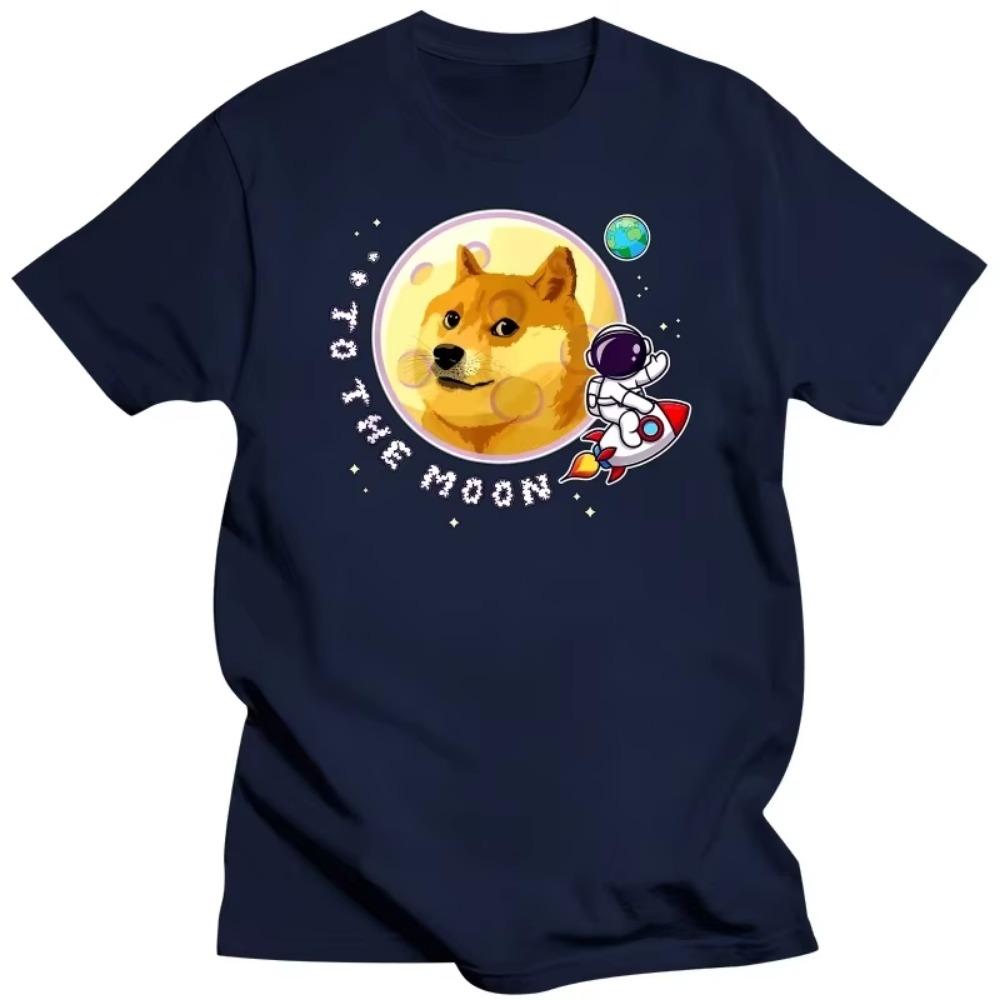 Bitcoin Cryptocurrency Art Dogecoin Rocket Crypto Meme T Shirt Graphic Summer Loose Cotton Men's Tees Harajuku O-Neck TShirt