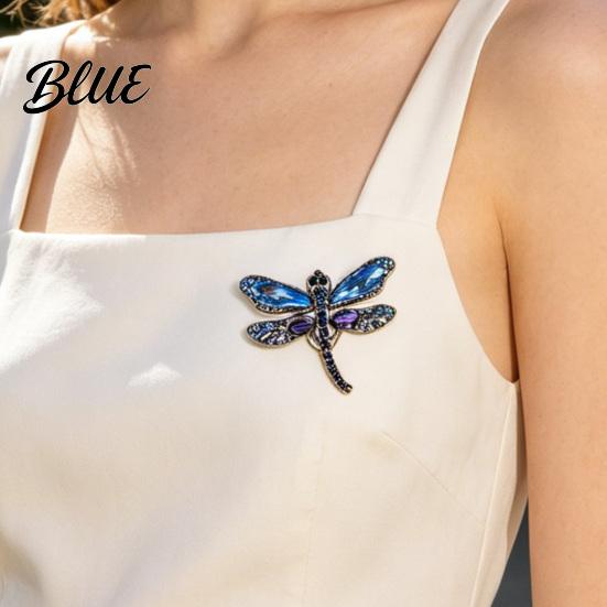 Anti-oxidation Brooch Dragonfly Brooch Sparkling Rhinestones Lapel Pin with Strong