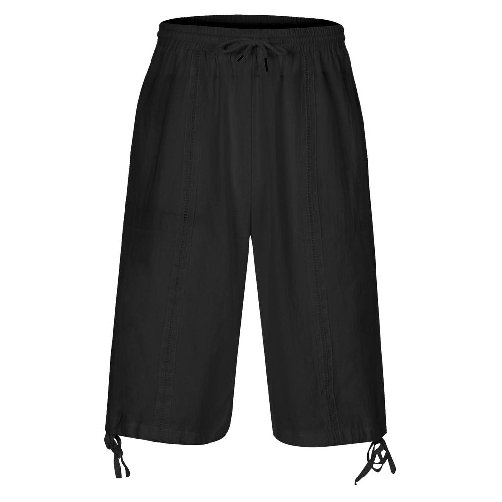 Herren Sommer Casual Baumwolle und Hanf Sporthose Casual Hose