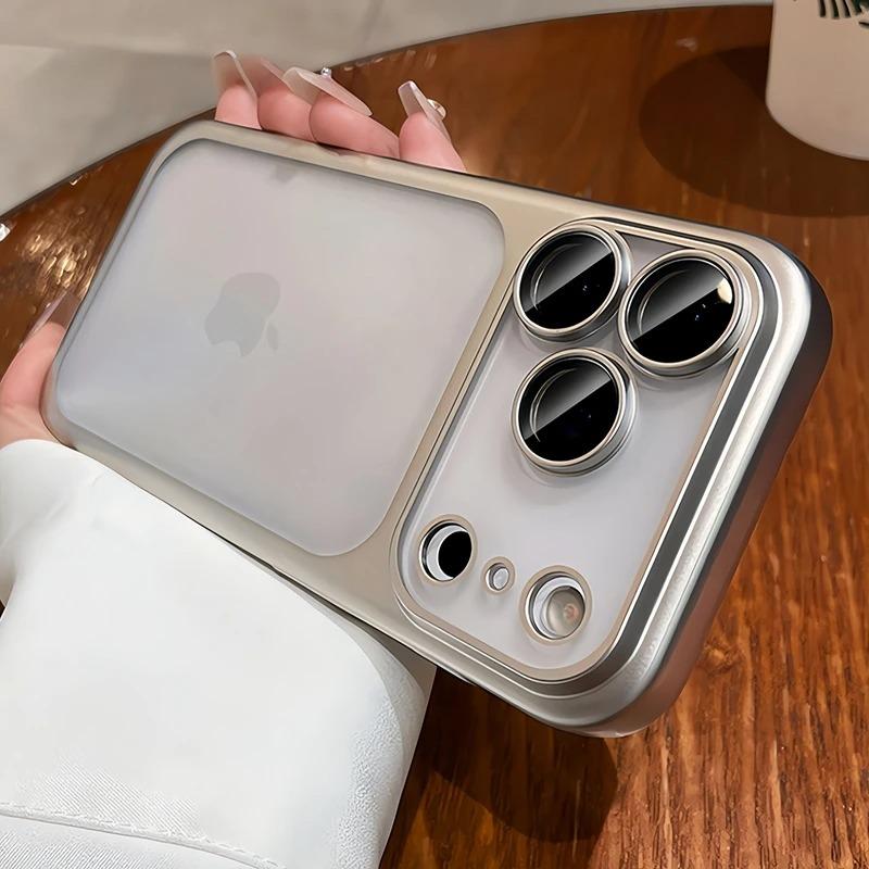 Luxury Matte Translucent Phone Case For iPhone 17 16 15 14 13 Pro Max 17Pro 16Pro Air Lens Protection Plating Bumper Cases Cover