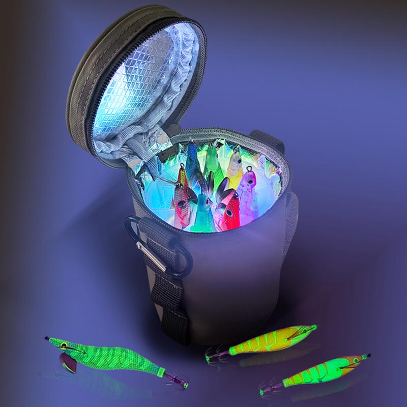 Fishing Bags And Boxes Fishing Lure Uv Glow Light Fill Light Usb Port Charging Squid Jig Tackle Box Hard Bait Jig Storage Case