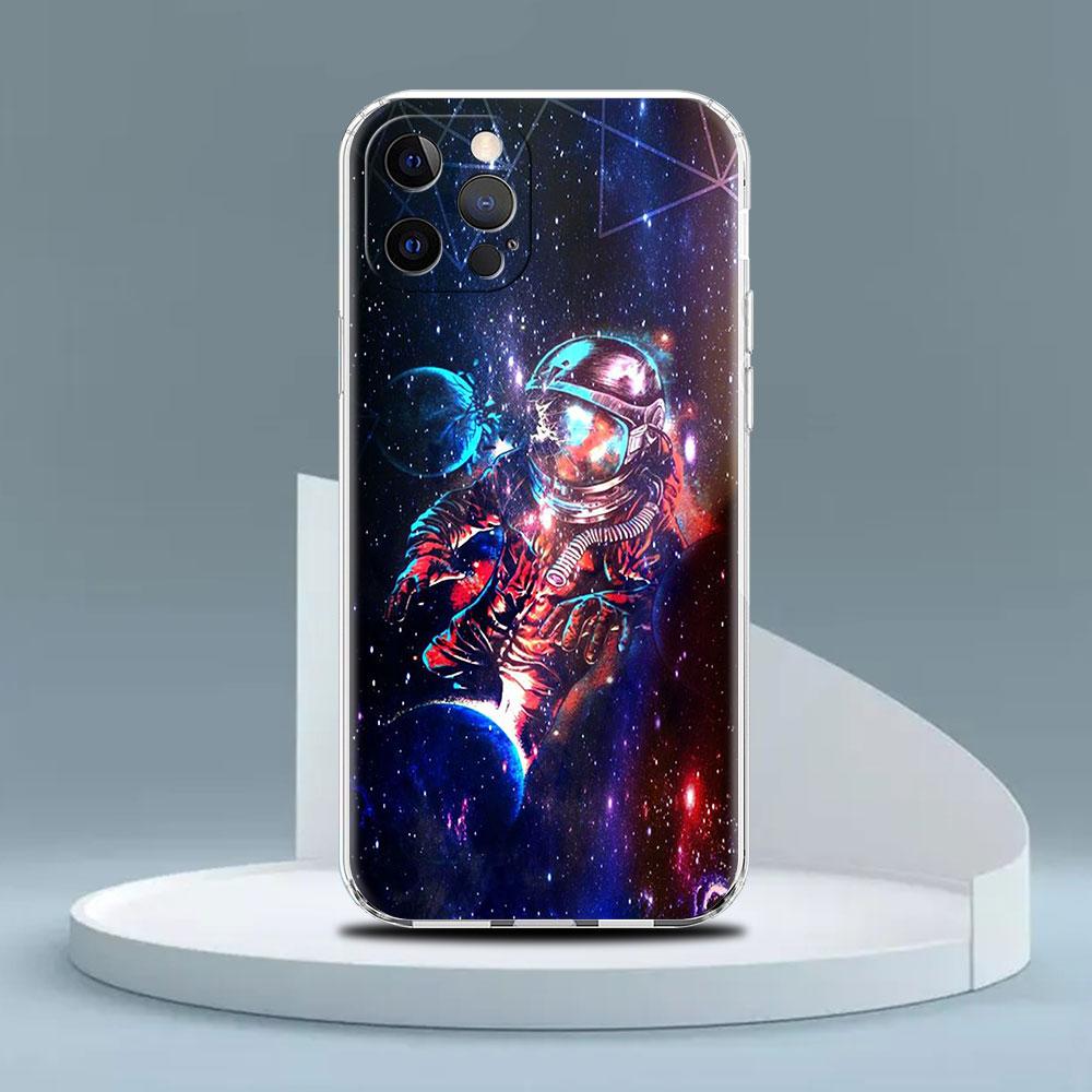 Astronauta Kosmiczna Planeta Przezroczyste Etui Na Apple iPhone 13 11 14 12 Pro 7 8 Plus XR X XS Max 6 6S 13Pro Silikonowe Etui Na Telefon