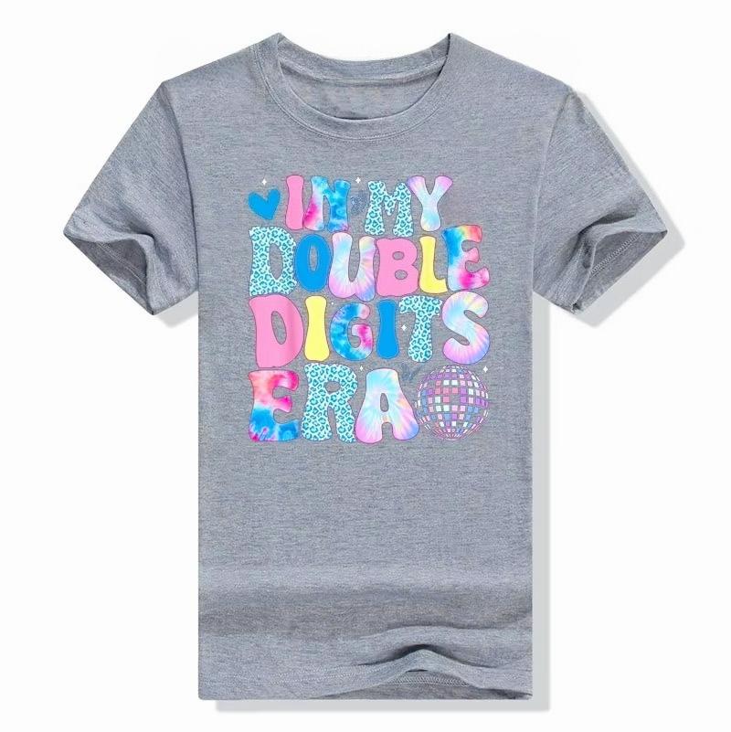 In My Double Digits Era Retro 10 Year Old 10th Birthday Girl T-Shirt Fashion Tees Daughter Gifts Autumn and Winter Innerwear