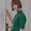 Cashmere Blend Short Sleeve Knit Forest Green