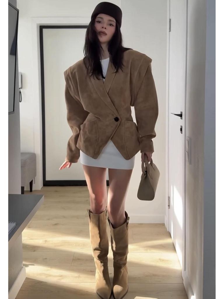 Europejska i Amerykańska Damska Kurtka Motocyklowa Casual z Kołnierzem Wykładanym