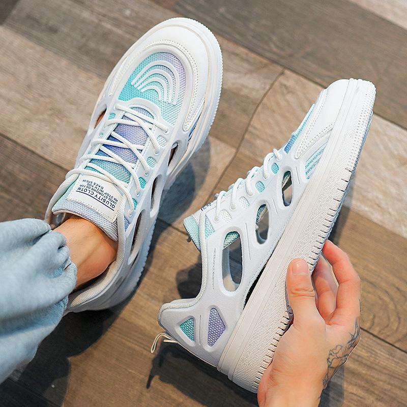 Sandals men's summer hollow breathable driving casual board shoes trendy hole shoes sports beach shoes white shoes