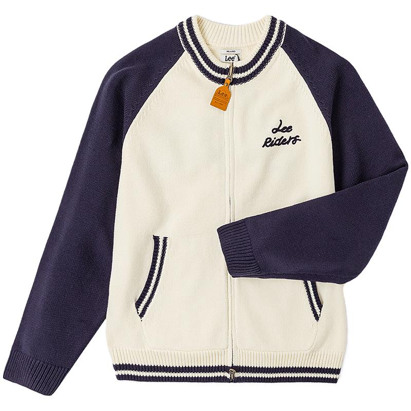 

Lee Unisex White Color-Block Raglan Cardigan Sweater L