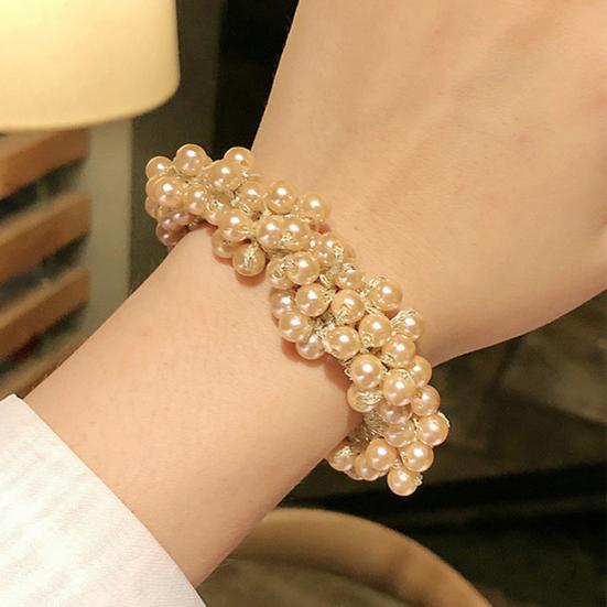 Fashion Women Girls Faux Pearl Ponytail Holder Hair Tie Ring Rope Accessory