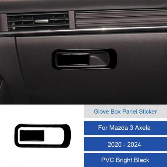Black PVC Car Passenger Glove Box Switch Panel Cover For Mazda 3 Axela -2024