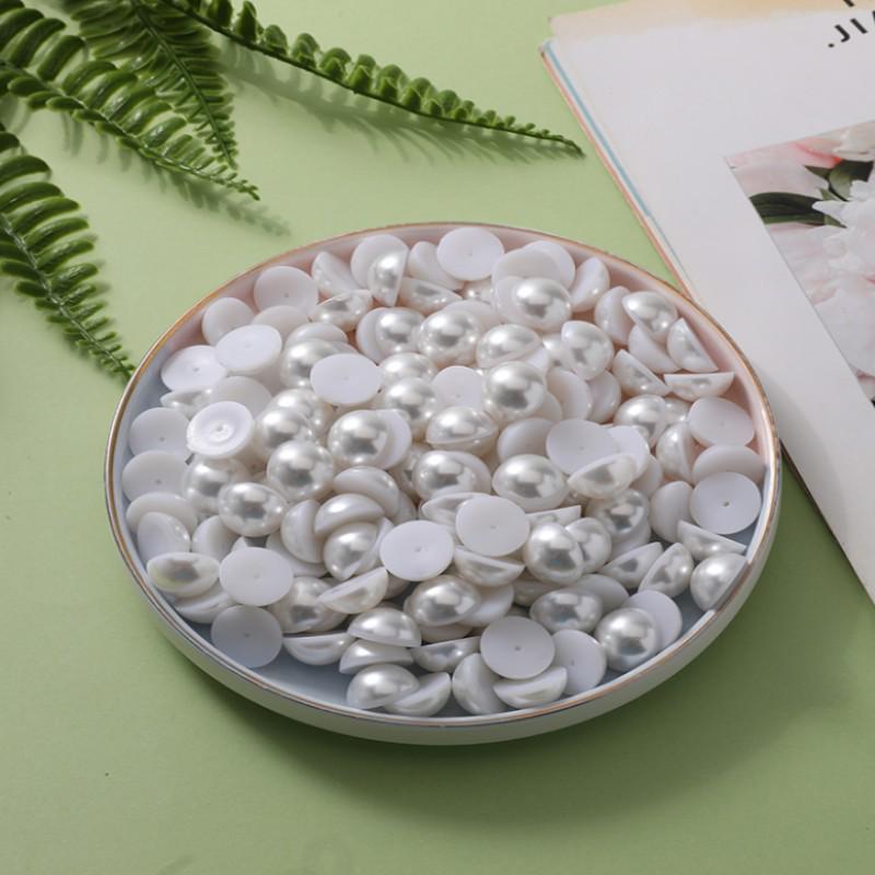 Round Flat-Bottomed High-Gloss Nail Art Pearls – Half-Faced Semicircular Imitation Beads