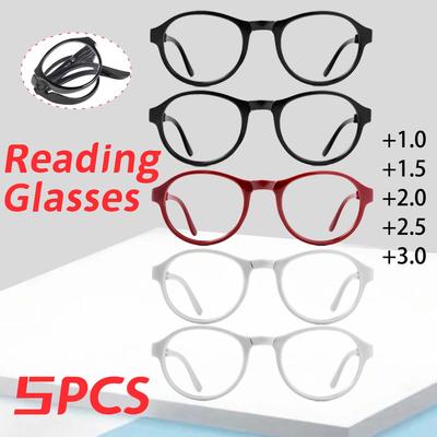 5PCS New Folding Reading Glasses Women Men Anti-Blue Light Portable Magnifying Presbyopia Eyewear +100 +150 +200 +250 +300