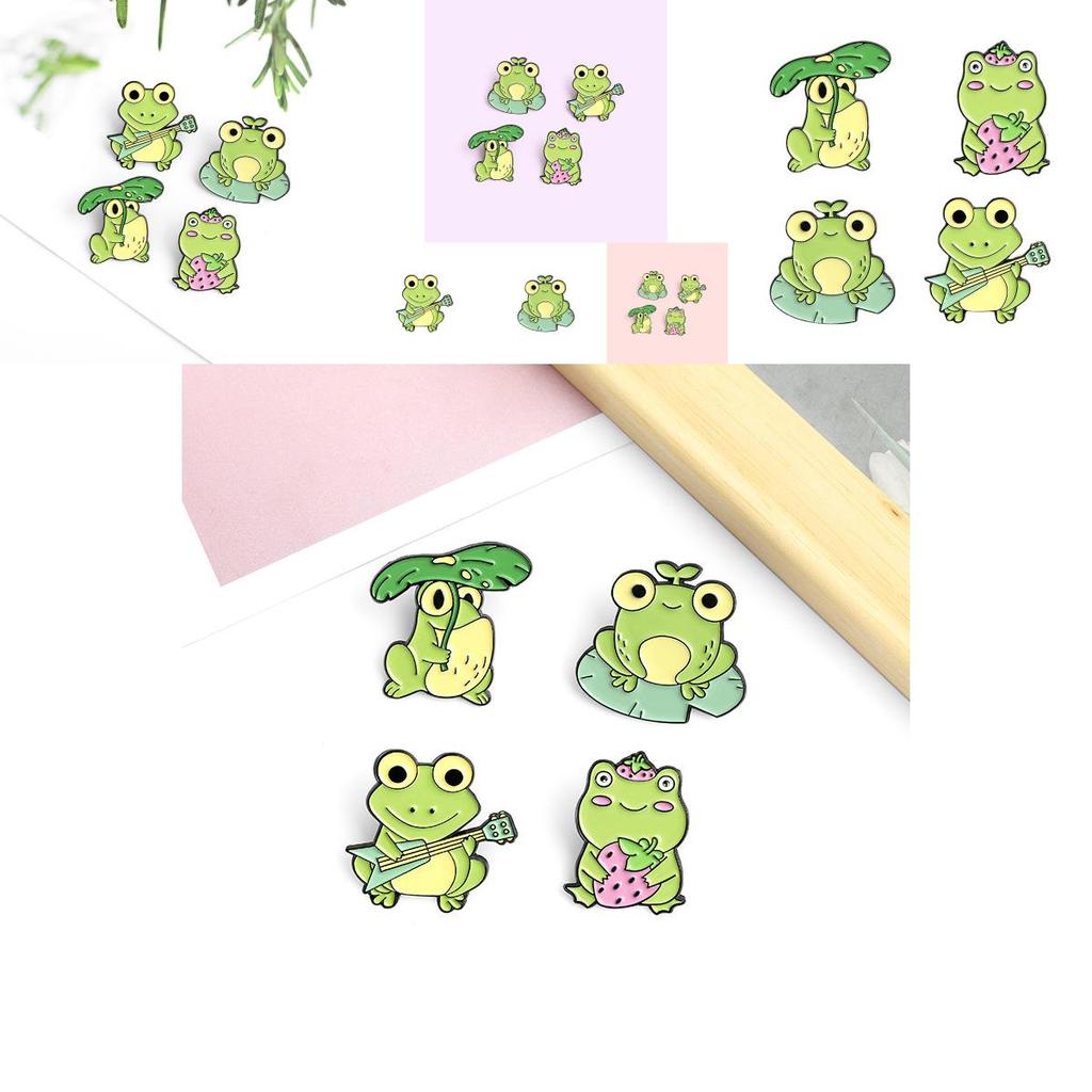 Adorable Cartoon Frog Musical Themed Cute Alloy Brooch Pin For Unisex Accessories