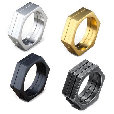 Anillo Masculino Minimalista Vintage Multifacético Elegante Versátil Anillo de Dedo para Defensa Personal