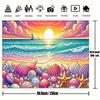 2D Ocean Party Backdrop, Colorful Seashell Beach Sunset Background for Studio