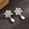 Simple and high-end earrings, flower pear-shaped water drop diamond earrings, Tremella decoration, dinner party temperament accessories