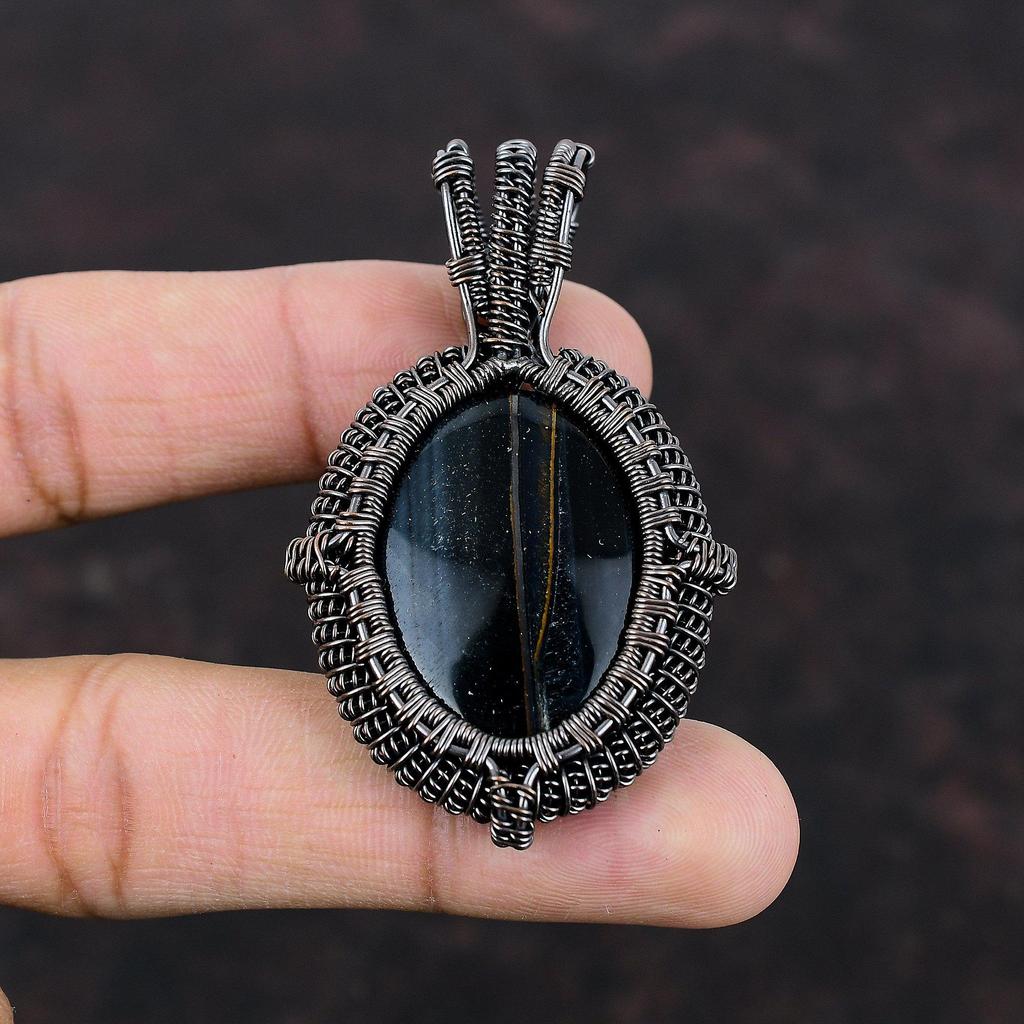 Nellite Gemstone Pendant Copper Wire Wrapped Jewelry Handmade Pendant Copper Pendant Nellite Wire Jewelry Wire Wrapping Pendant Gift For Her