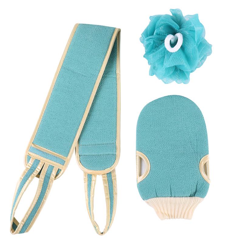 Exfoliating Back Scrubber & Bathing Glove Set with Bath Ball and Washcloth
