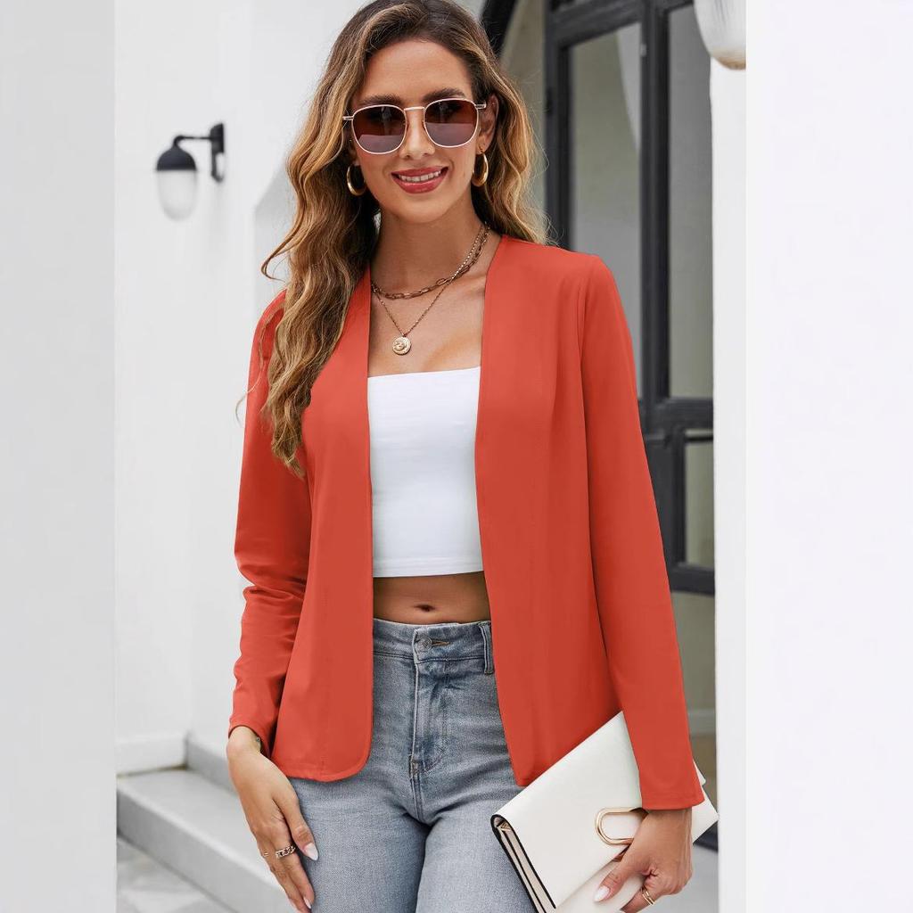 2023 Bestseller Slim Fit Long Sleeve Collarless Cardigan Blazer Jacket