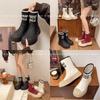 Fashion Women's Fashion Boots Round Toe Rain Flat Sleeve Anti-slip Rubber Sole Middle Follow Women's Ankle Boots Spring Autumn New 2024