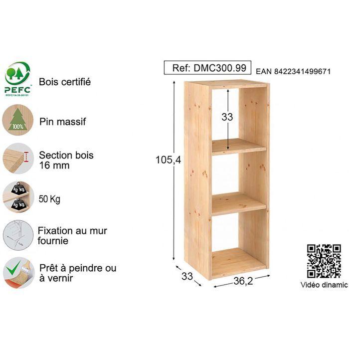 Astigarraga Etagère 3 Cases Bois 105.4cm - Dinamic-3