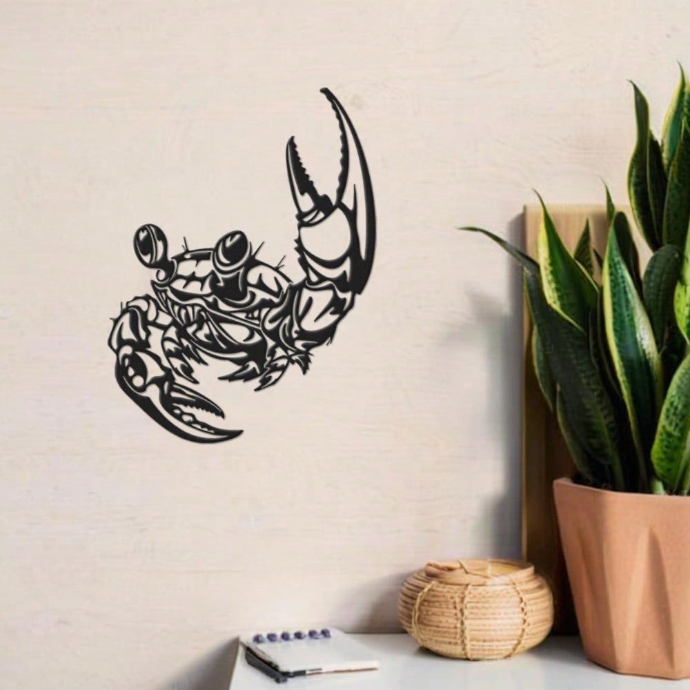 15.75" Metal Crab Wall Art, Coastal Decor for Indoor Outdoor Living Room Patio