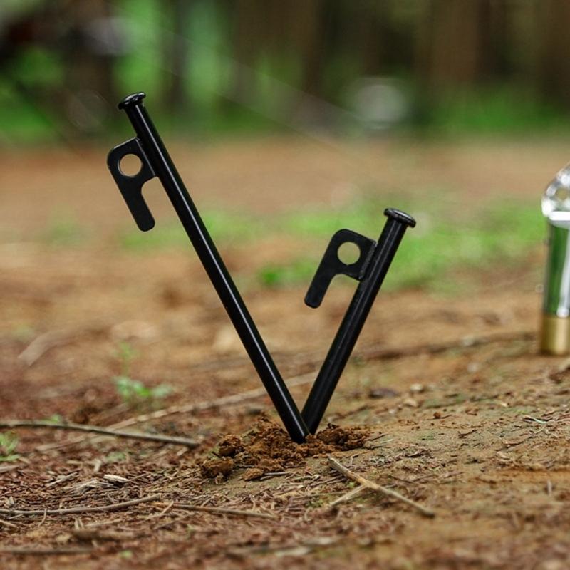 Camping Tent Stakes Aluminium Tent Stakes Peg Garden Ground Anchors With Hook Wind Proof Camp Tent Spikes Canopy Nails