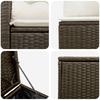Sofa Set 5 pcs. Brown and Cream White Poly Rattan and Steel
