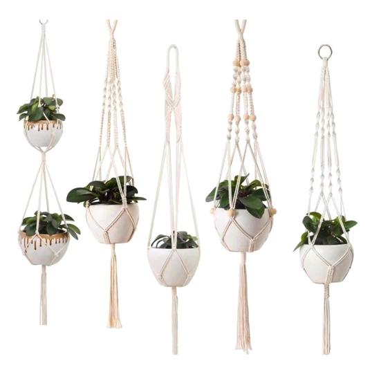 Macrame Plant Hanger Boho Hanging Planter Holder Cotton Rope Flower Pot Hanger for Home Patio Garden Decor