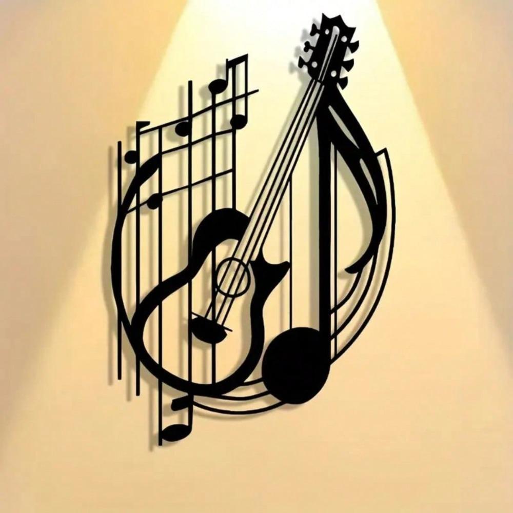 Reusable Iron Guitar Wall Decor Vintage Metal Plaque Musical Note Art Gift