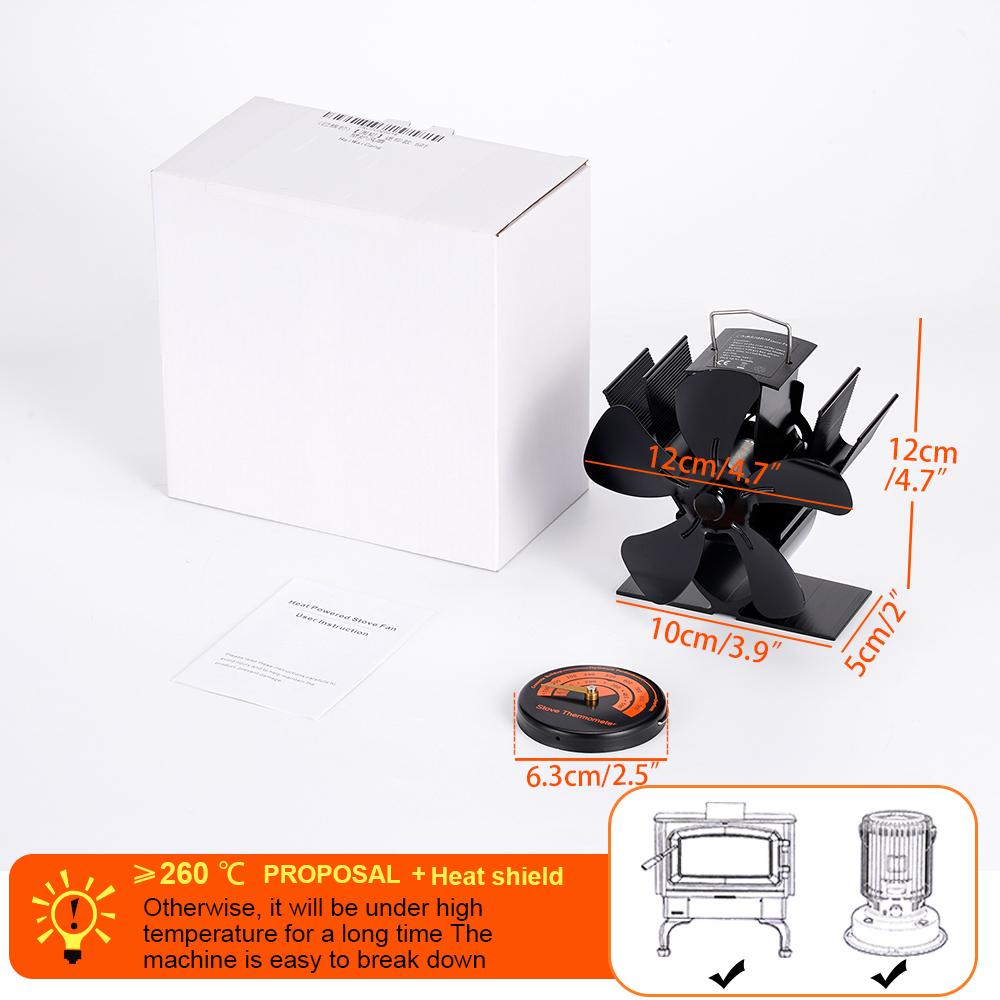 5 Blade Heat Powered Stove Fan Mini Fireplace Fan Log Wood Burner Eco-fan Quiet Fireplace Fan Heater Efficient Heat Distribution