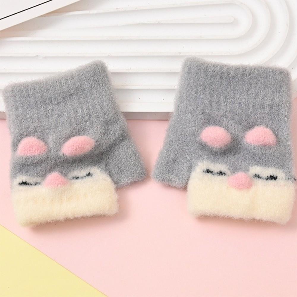 Cute Cartoon Children's Gloves Knitted Warm Gloves New Fingerless Mitten  Autumn Winter