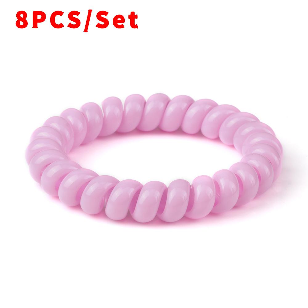 8PCS/Set Fashion Girls Telephone Wire Elastic Hair Bands Hair Ties for Women Ponytail Holder Hair Rope Accessories Gum
