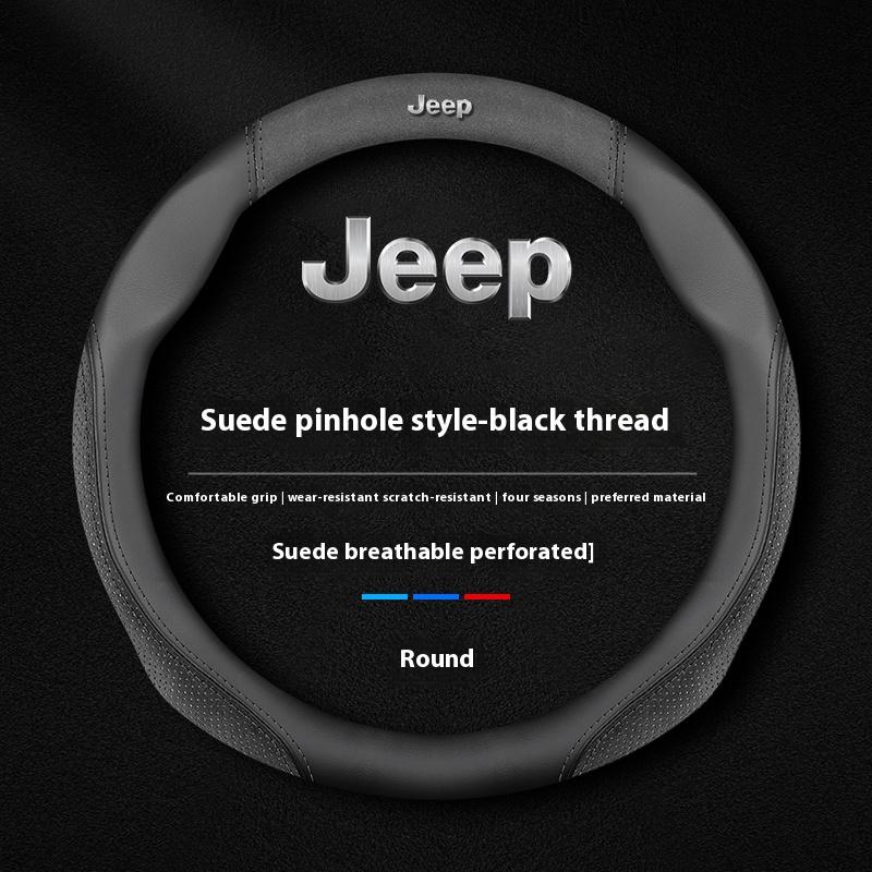 Jeep Wrangler JK Patriot Commander Gladiator Renegade Grand Cherokee Compass Wagoneer Car Anti-Slip Leather Steering Wheel Cover