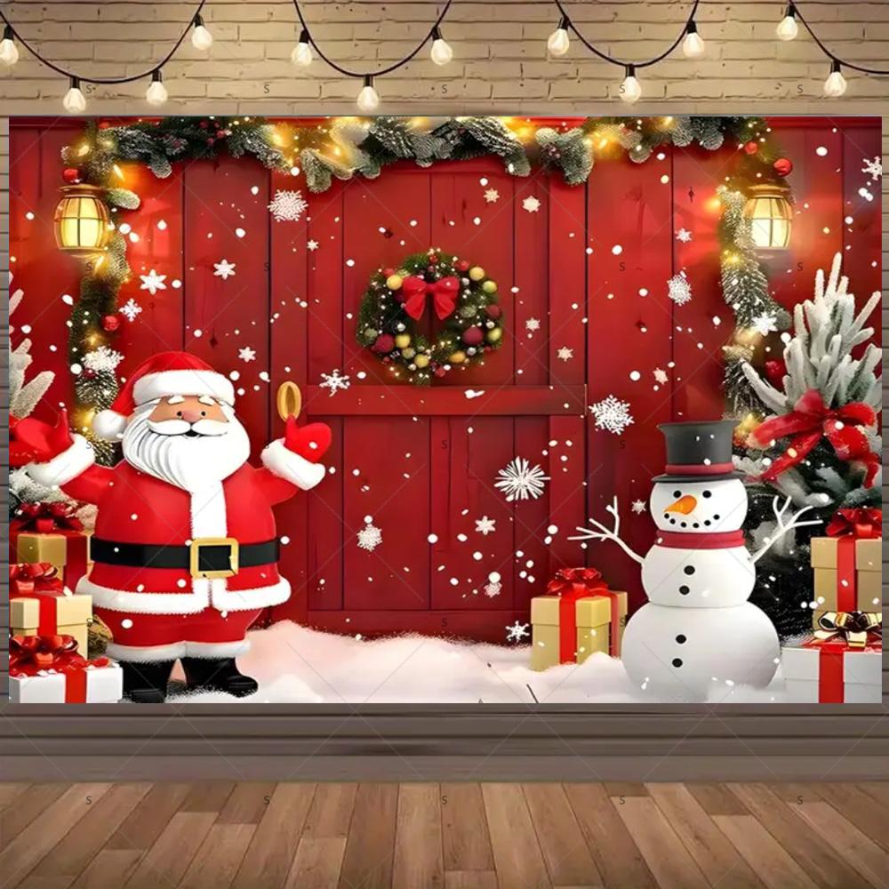 Merry Christmas Background Supplies Winter Snowman Santa Claus Backdrop Xmas Tree Party Decoration Christmas Photography Props