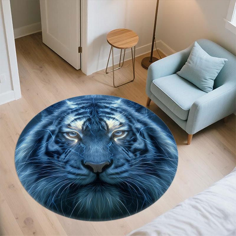 Tiger pattern round rug,Carpet Rug for Living Room Bedroom Playroom ,Non-slip Floor Mat,Holiday Gifts and Birthday Gifts.