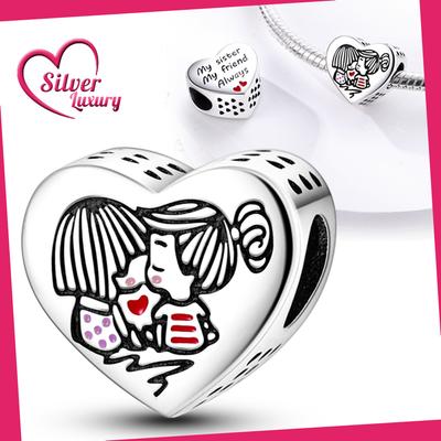 Good Sister Heart-Shaped Beads Copper Original Beads Fit Original Charms Bracelet Beads Jewelry Gifts For Women
